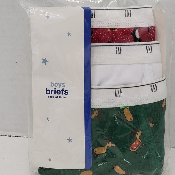 3 New in package Boys Briefs Underwear by Gap Green Red White Penguin Deer 10 - Picture 1 of 12